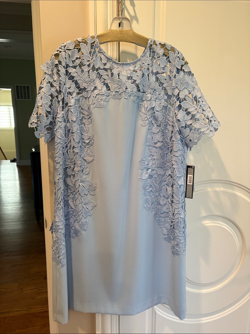 Tahari Light Blue Floral Lace Mini Dress